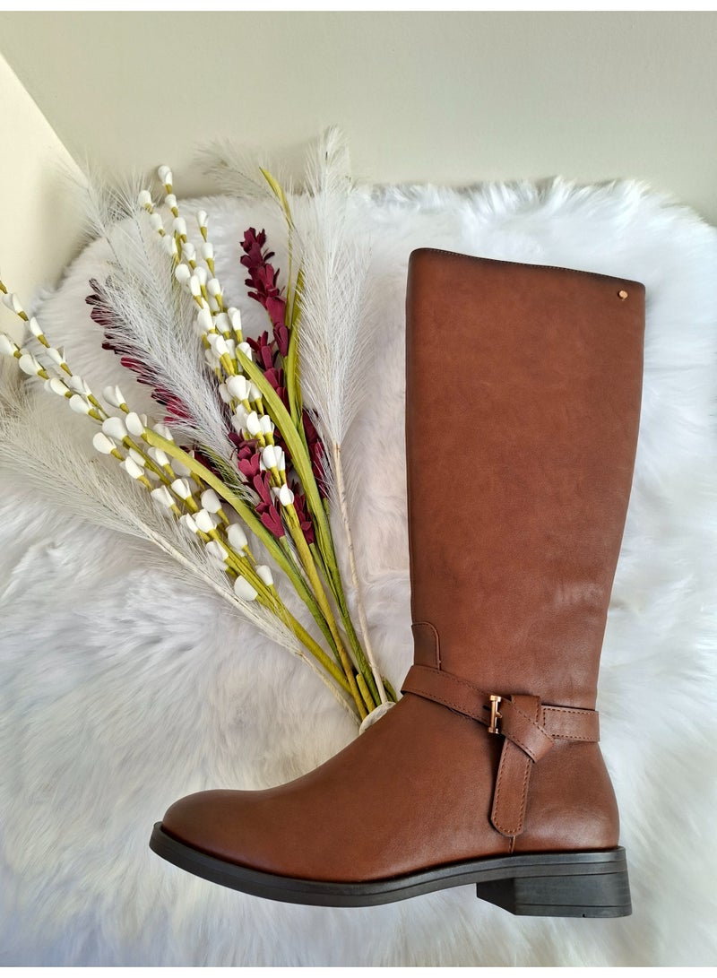 Dejavu Shoes Textured Leather Brown Boots For Women Size 37 - Image 1