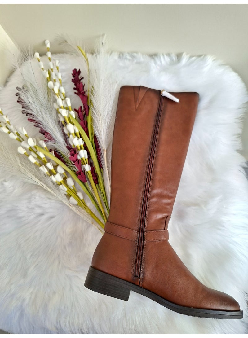 Dejavu Shoes Textured Leather Brown Boots For Women Size 37 - Image 2