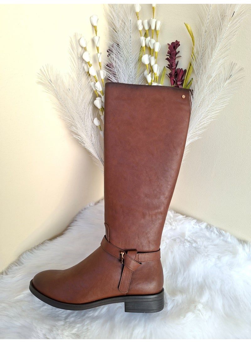 Dejavu Shoes Textured Leather Brown Boots For Women Size 37 - Image 4