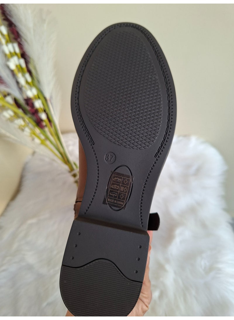 Dejavu Shoes Textured Leather Brown Boots For Women Size 37 - Image 5