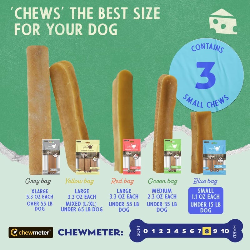 Himalayan Dog Chew مضغ جبنة الياك الهيمالايا، 100% طبيعي، يدوم طويلاً، خالي من الجلوتين، صحي وآمن للكلاب، خالي من اللاكتوز والحبوب، غني بالبروتين، خالي من البقع، صغير، للكلاب التي تزن 15 رطلاً وأقل، 3.3 أونصة - Image 3