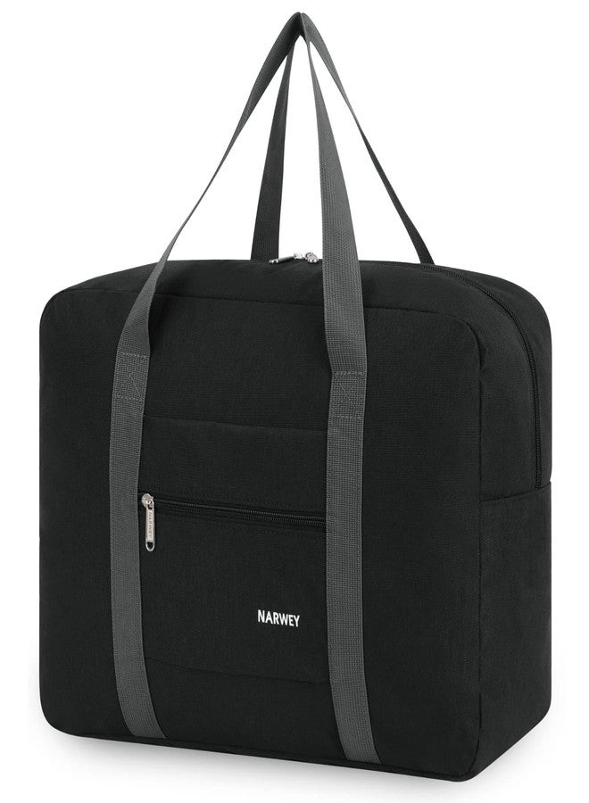 Narwey For Spirit Airlines Personal Item Bag 18x14x8 Foldable Travel Duffel Bag Tote Carry on Luggage Duffle Overnight for Women and Men (1112 Thick Series Black) - Image 1