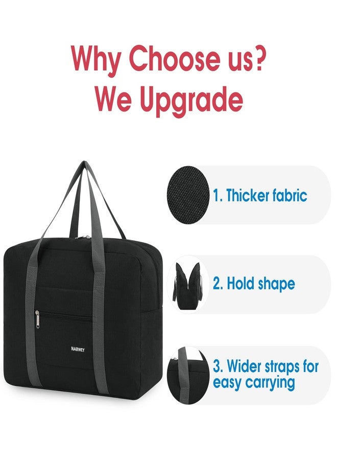 Narwey For Spirit Airlines Personal Item Bag 18x14x8 Foldable Travel Duffel Bag Tote Carry on Luggage Duffle Overnight for Women and Men (1112 Thick Series Black) - Image 4