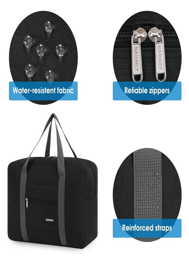 Narwey For Spirit Airlines Personal Item Bag 18x14x8 Foldable Travel Duffel Bag Tote Carry on Luggage Duffle Overnight for Women and Men (1112 Thick Series Black) - Image 5