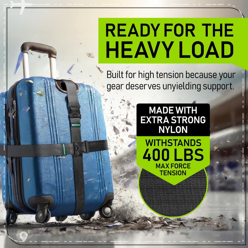 Untethered Untethered 4-Pack Luggage Straps | Suitcase Strap, Luggage Strap, Luggage Belt Strap, Luggage Straps for Suitcases TSA Approved, Suitcase Belt Strap, Bag Straps for Luggage. Buckle Straps and Wraps.  - Image 3