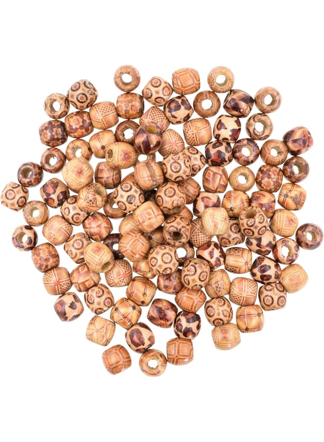 200 African Patterns Wooden Beads, Large Hole, 17mm, Natural, Raw, Mixed Colors, Oblong, Loose, for Crafts, Macrame, Jewelry, Hair Braids, Dreadlocks - Image 2