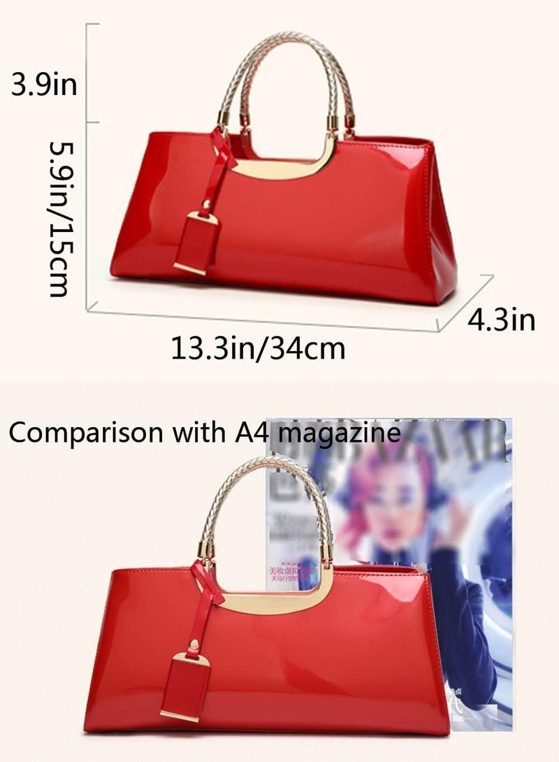 AROAQ Top-handle Handbags Purse Tote for Women Patent PU Satchel Gloss Wedding Shoulder Crossbody Bag - Image 5