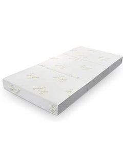 Harmony Home 6-Inch Tri-Folding Mattress - Double Size with Storage Bag, Foldable Memory Foam Topper, Portable Floor Guest Bed with Removable Bamboo Cover (120 x 180 cm)