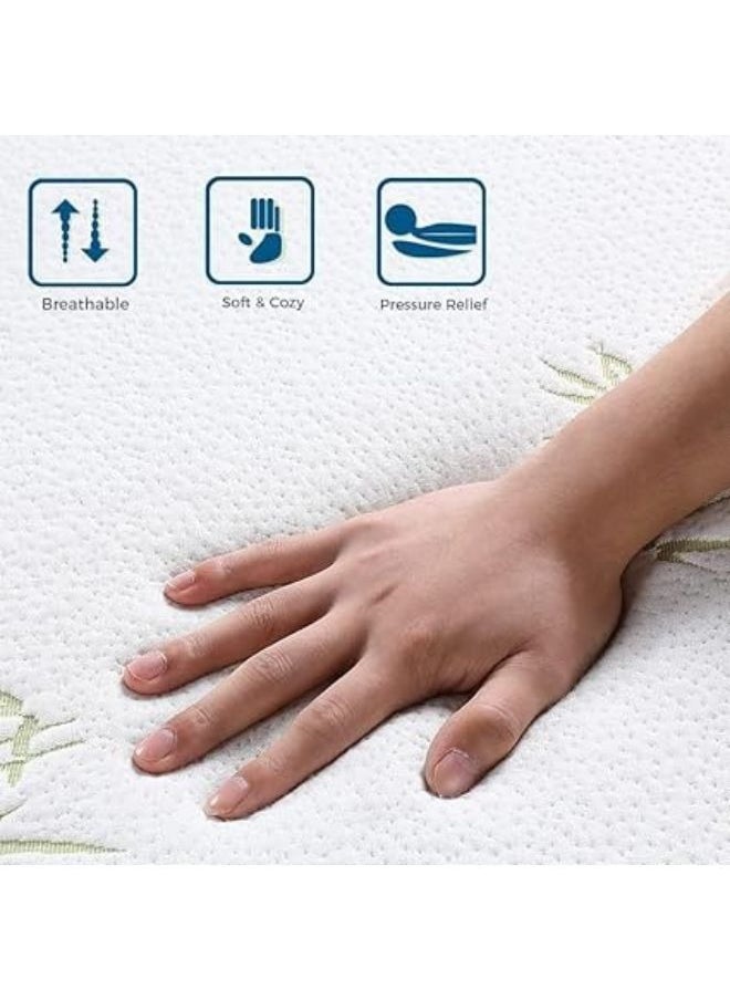 Harmony Home - Harmony Home 6-Inch Tri-Folding Mattress - Double Size with Storage Bag, Foldable Memory Foam Topper, Portable Floor Guest Bed with Removable Bamboo Cover (120 x 180 cm) - Image 1