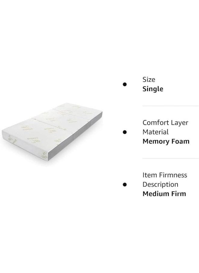 Harmony Home - Harmony Home 6-Inch Tri-Folding Mattress - Double Size with Storage Bag, Foldable Memory Foam Topper, Portable Floor Guest Bed with Removable Bamboo Cover (120 x 180 cm) - Image 1