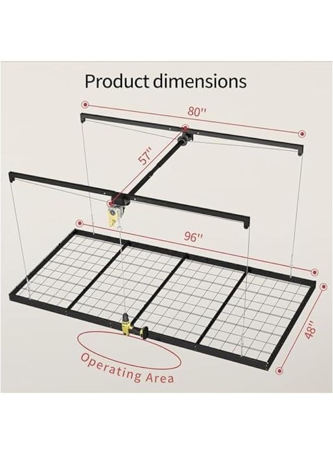 Arabest Garage Ceiling Storage Racks – 4x8 FT Overhead Garage Storage Rack with Safety Lock, Heavy-Duty Ceiling Mounted Lift System and Storage Organizer, Ideal for Maximizing Overhead Space, 325 lbs Capacity  - Image 2