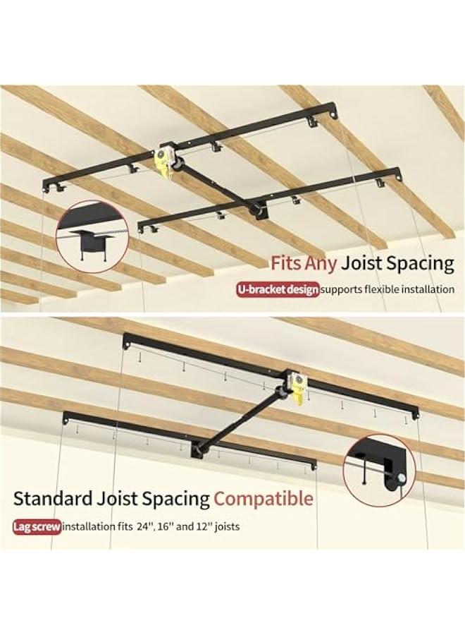Arabest Garage Ceiling Storage Racks – 4x8 FT Overhead Garage Storage Rack with Safety Lock, Heavy-Duty Ceiling Mounted Lift System and Storage Organizer, Ideal for Maximizing Overhead Space, 325 lbs Capacity  - Image 5