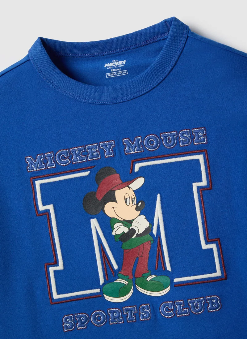 Ovs  Ovs Children'S Blue Cotton Blend T-Shirt With Mickey Mouse Print for Men | Best Price UAE