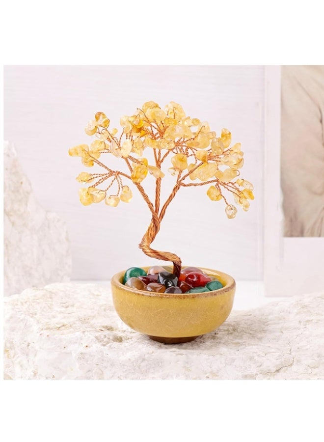 LATEEN Citrine Crystal Yellow Money Tree,Energy Meditation Feng Shui Crystals Healing Stones Bonsai Trees for Office Home Room Desk Decor,Positive Luck and Wealth Birthday Gifts for Women - Image 1