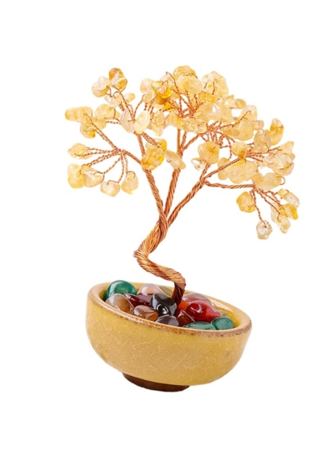 LATEEN Citrine Crystal Yellow Money Tree,Energy Meditation Feng Shui Crystals Healing Stones Bonsai Trees for Office Home Room Desk Decor,Positive Luck and Wealth Birthday Gifts for Women - Image 3