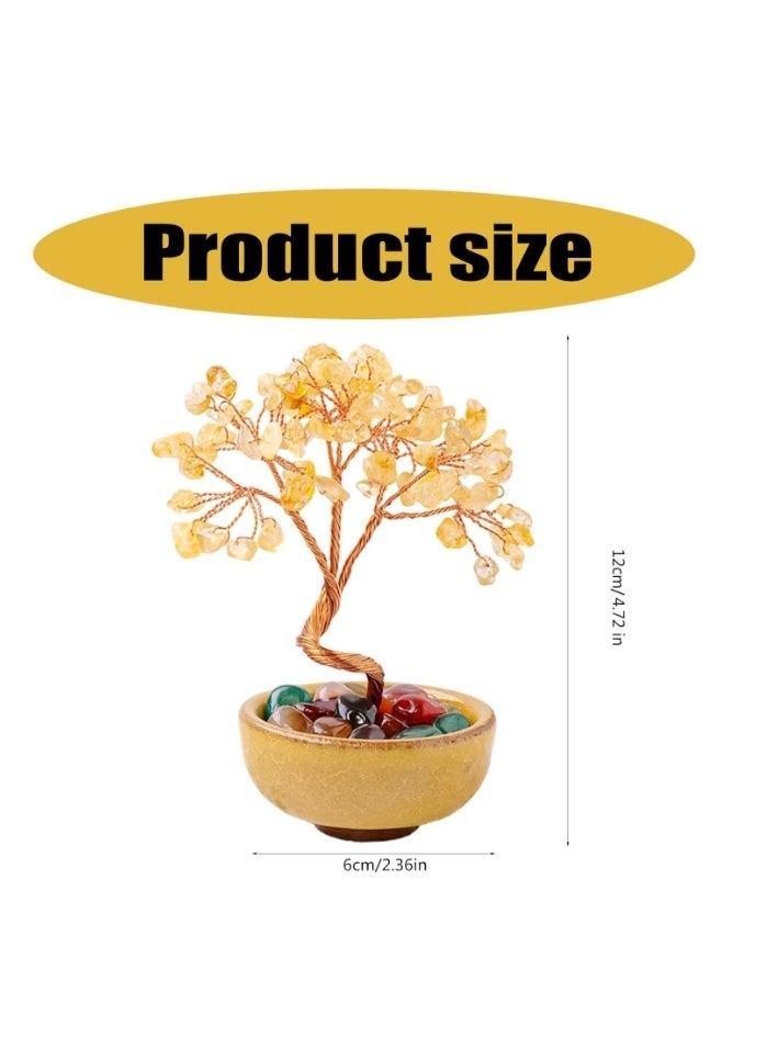 LATEEN Citrine Crystal Yellow Money Tree,Energy Meditation Feng Shui Crystals Healing Stones Bonsai Trees for Office Home Room Desk Decor,Positive Luck and Wealth Birthday Gifts for Women - Image 2