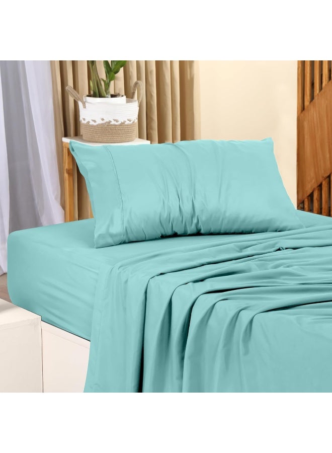 Utopia Bedding Twin XL Sheet Set â€“ 3 Piece Bed Sheets for Twin XL Size Bed, Soft and Breathable Microfiber, Includes 1 Fitted Sheet, 1 Flat Sheet and 1 Pillowcase (Spa Blue) - Image 2