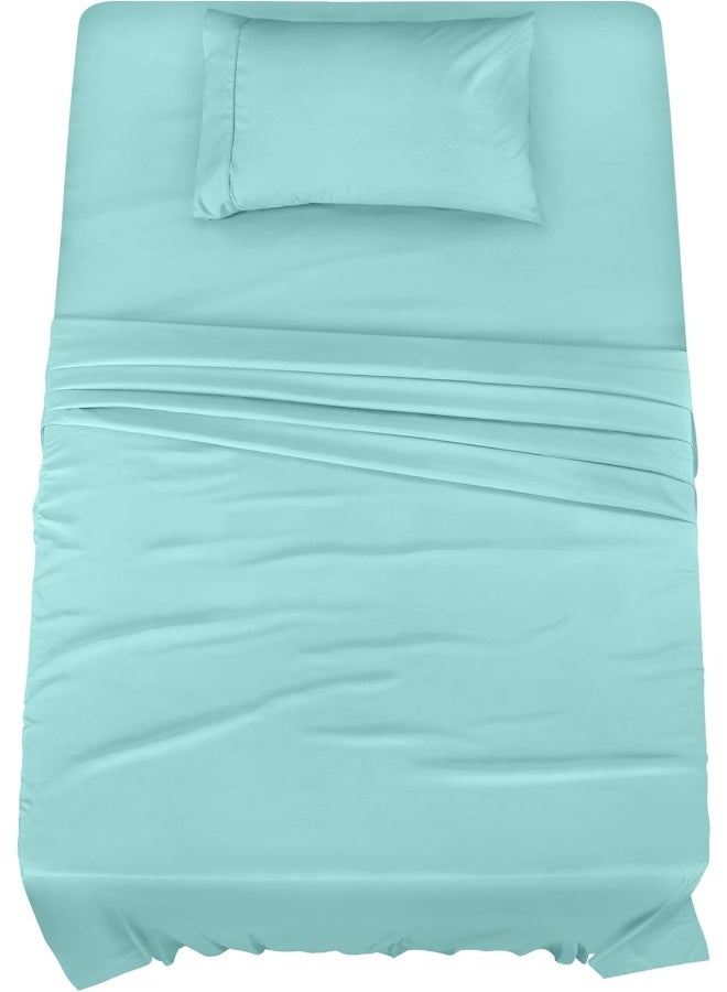 Utopia Bedding Twin XL Sheet Set â€“ 3 Piece Bed Sheets for Twin XL Size Bed, Soft and Breathable Microfiber, Includes 1 Fitted Sheet, 1 Flat Sheet and 1 Pillowcase (Spa Blue) - Image 1