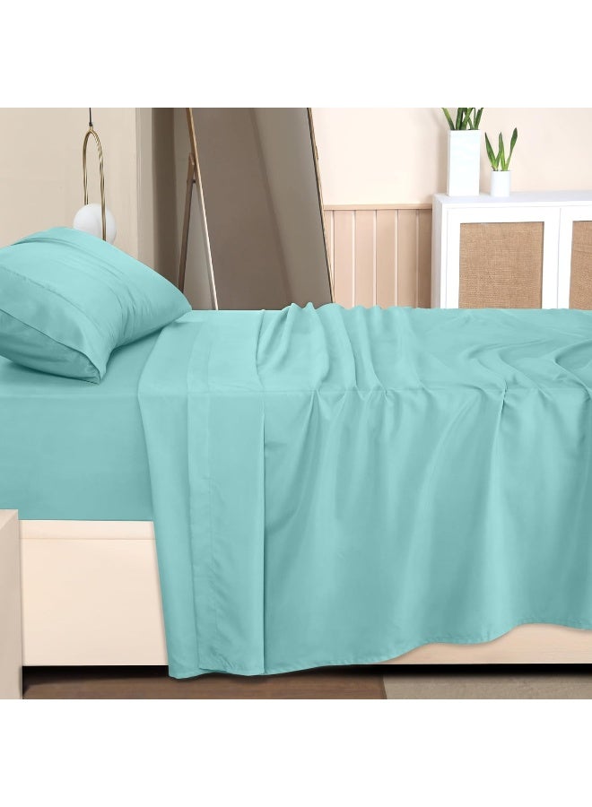 Utopia Bedding Twin XL Sheet Set â€“ 3 Piece Bed Sheets for Twin XL Size Bed, Soft and Breathable Microfiber, Includes 1 Fitted Sheet, 1 Flat Sheet and 1 Pillowcase (Spa Blue) - Image 4