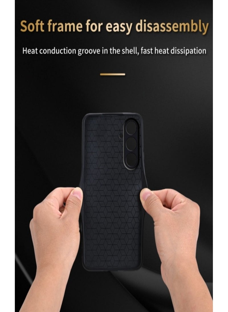 ICARLUS For Samsung Galaxy A36 5G Anti-scratch Phone Case Imprinted Leather Coated TPU Cover - Black - Image 4
