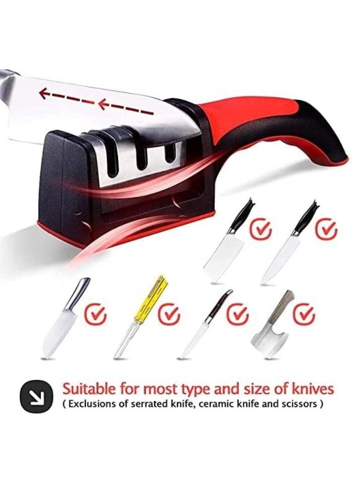 Generic 3-in-1 knife sharpener, made of stainless steel, for sharpening knives and scissors, with a non-slip handle and ergonomic design, ideal for home and professional use  - Image 3