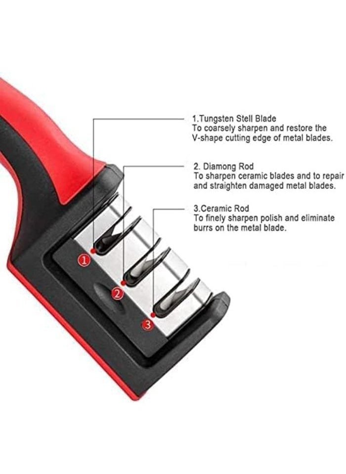 Generic 3-in-1 knife sharpener, made of stainless steel, for sharpening knives and scissors, with a non-slip handle and ergonomic design, ideal for home and professional use  - Image 4