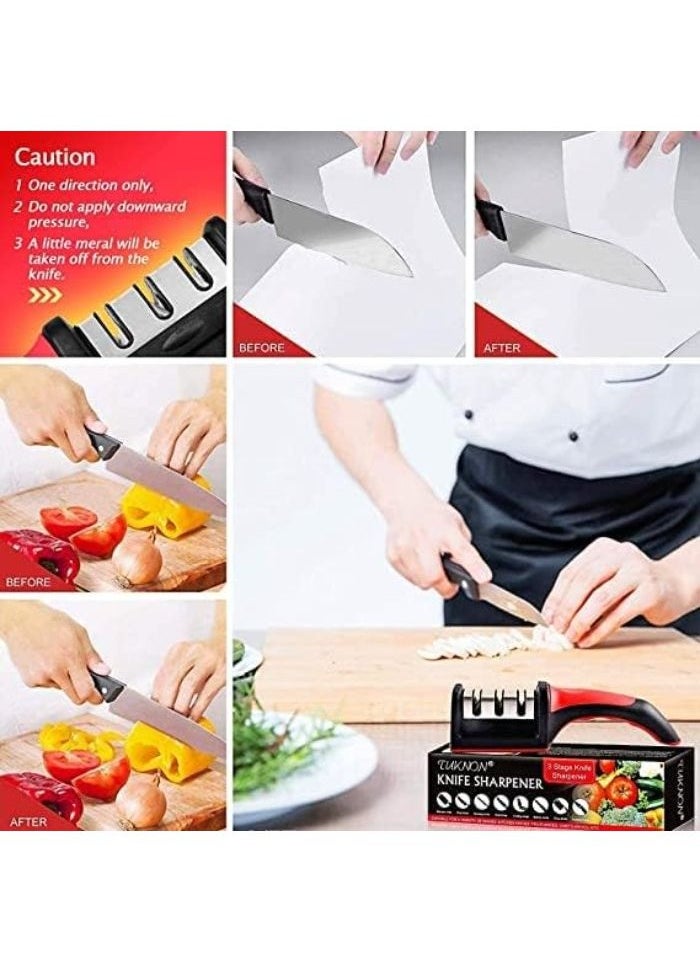 Generic 3-in-1 knife sharpener, made of stainless steel, for sharpening knives and scissors, with a non-slip handle and ergonomic design, ideal for home and professional use  - Image 2