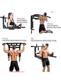 Yalla HomeGym Heavy Duty Pull Up Bar Multi Grip Wall Mounted Pull Up Bar Chin-Up Station with Hangers for Punching Bags Power Ropes Dip Station for Home Gym Strength Training Equipment  - Image 4