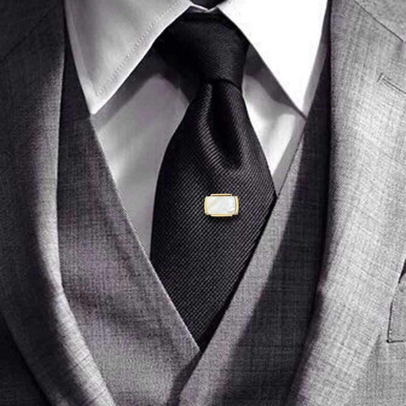 HAWSON Mens Premium Tie Tack Tie Clip For Men Gold and Black Color Square - Image 2