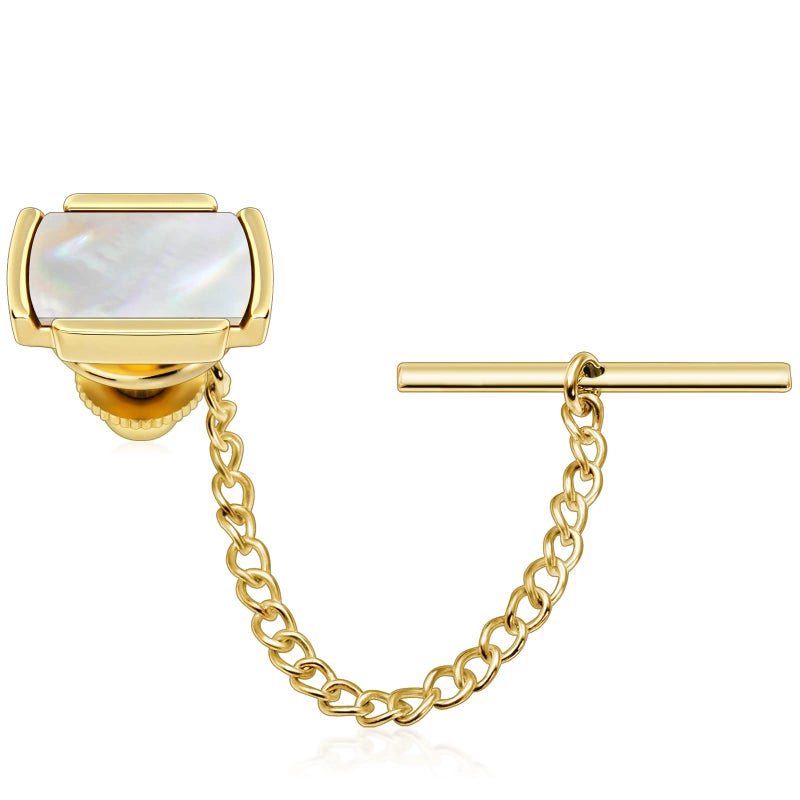 HAWSON Mens Premium Tie Tack Tie Clip For Men Gold and Black Color Square - Image 1