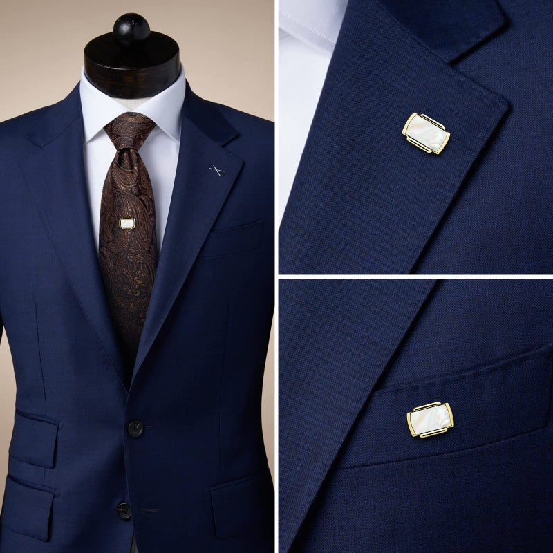 HAWSON Mens Premium Tie Tack Tie Clip For Men Gold and Black Color Square - Image 4