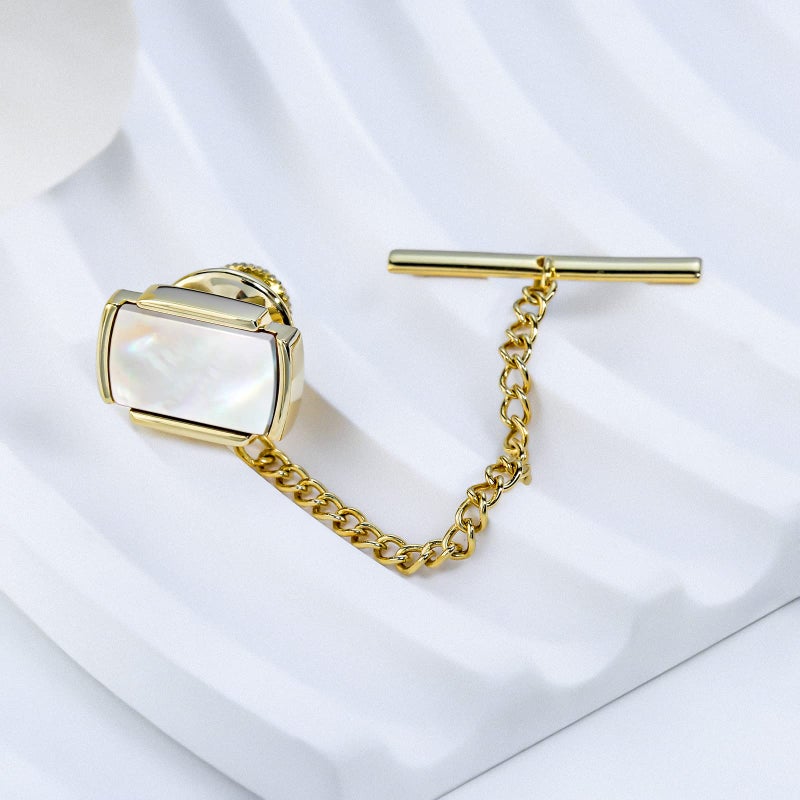 HAWSON Mens Premium Tie Tack Tie Clip For Men Gold and Black Color Square - Image 5