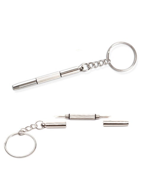 3 In 1 Mini Eyeglass Screwdriver With Key Chain Multifunction Eyeglass Screwdriver Sliver