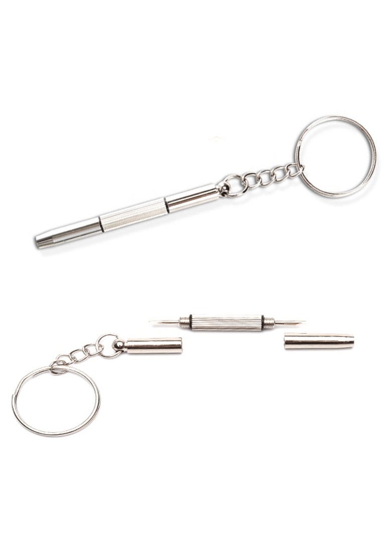 Generic - 3 In 1 Mini Eyeglass Screwdriver With Key Chain Multifunction Eyeglass Screwdriver Sliver - Image 1