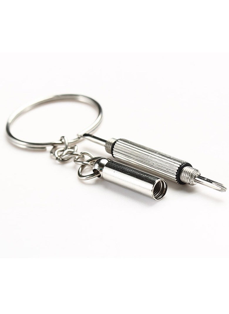 Generic - 3 In 1 Mini Eyeglass Screwdriver With Key Chain Multifunction Eyeglass Screwdriver Sliver - Image 1