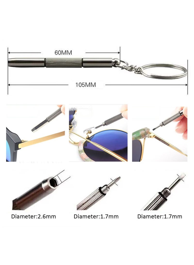 Generic - 3 In 1 Mini Eyeglass Screwdriver With Key Chain Multifunction Eyeglass Screwdriver Sliver - Image 1