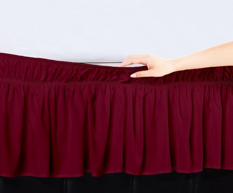 TSM BEDDING Wrap Around Bed Skirt for Cal King Size 72 x 84 Inch 18 Inch Drop Length Wrinkle Free Brushed Microfiber Fabric Bed Skirt Easy Elastic Feet Machine Washable Wine - Image 3