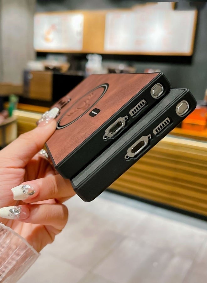 Nova future Lambskin Leather Elk Pattern Case For Samsung S23 Ultra Shockproof Magnetic For Magsafe Wireless Charge Cover Soft Faux Leather Phone Case,[Compatible with Mag-Safe] Premium Protective Cover (Brown) - Image 3