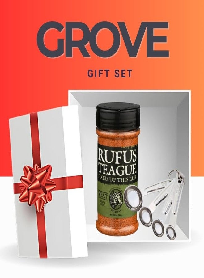 GROVE Rufus Teague Rub Original Meat 6.5 OZ Bundle with Measuring Spoon — Sweet and Smoky BBQ Seasoning for Grilling, Roasting, and Smoking Meats — Gift Set (2 Items) - Image 5