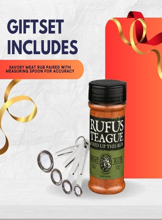 GROVE Rufus Teague Rub Original Meat 6.5 OZ Bundle with Measuring Spoon — Sweet and Smoky BBQ Seasoning for Grilling, Roasting, and Smoking Meats — Gift Set (2 Items) - Image 2