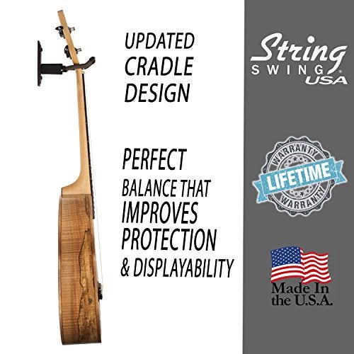 String Swing Ukulele Wall Mount Stand for Mandolin Ukele Banjo Concert Pineapple Soprano Tenor and Baritone Compatible Safety Home or Studio Accessories without Case Black CC11UK - Image 3