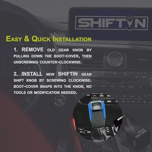 SHIFTIN Gear Shift Knob Shifter for Lexus ES GS GX is NX RC RX 200t 300 350 3450h 450hL 350L (Blue Leather/Carbon Fiber Pattern) - Image 4