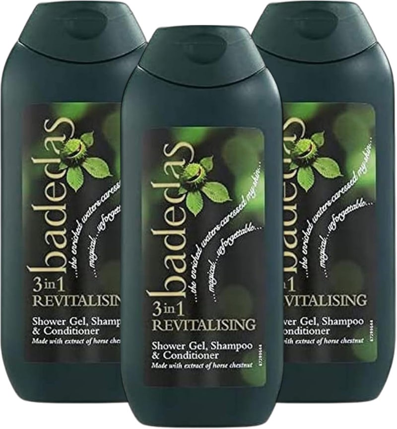 Badedas 3 in 1 Revitalising Shower Gel Shampoo Conditioner 200ml Multipack Pick a Bundle of 3 or 6 Packs