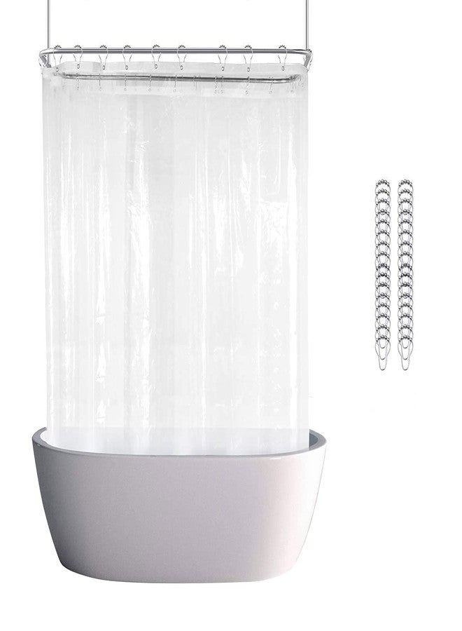 De-Mediocre Clawfoot Tub Shower Curtain Liner 180x70 Inch Clear Warp Around Extra Wide 36 Metal Hooks Heavy Duty Vinyl Bath Curtain for Clawfoot Stand Up Tub for Bathroom Tub PEVA Waterproof - Image 1