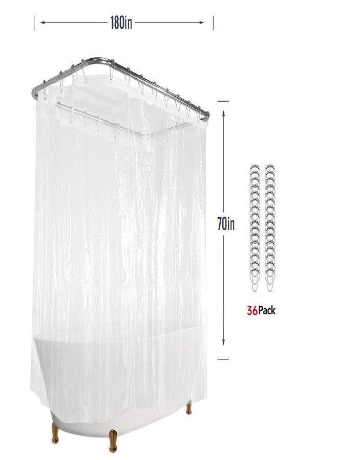 De-Mediocre Clawfoot Tub Shower Curtain Liner 180x70 Inch Clear Warp Around Extra Wide 36 Metal Hooks Heavy Duty Vinyl Bath Curtain for Clawfoot Stand Up Tub for Bathroom Tub PEVA Waterproof - Image 2