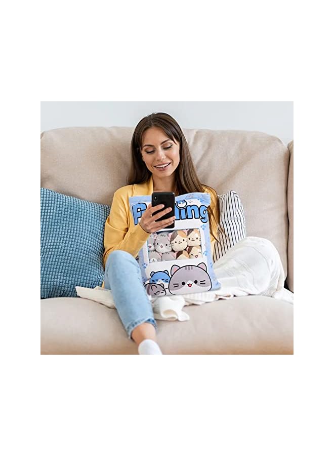 The Bros Cute Cat Snack Pillow, Snack Pillow, Stuffed Animal Toys Pillows Bag Fluffy Hugging pillow for Birthday Party Favors, for Teens Kids Girls and Home Decor  - Image 5