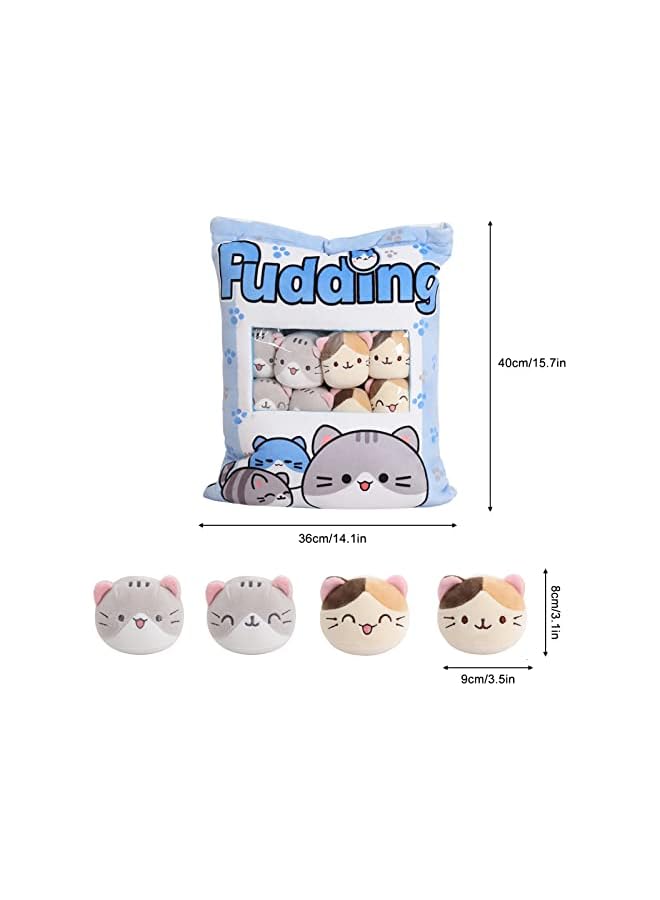 The Bros Cute Cat Snack Pillow, Snack Pillow, Stuffed Animal Toys Pillows Bag Fluffy Hugging pillow for Birthday Party Favors, for Teens Kids Girls and Home Decor  - Image 4
