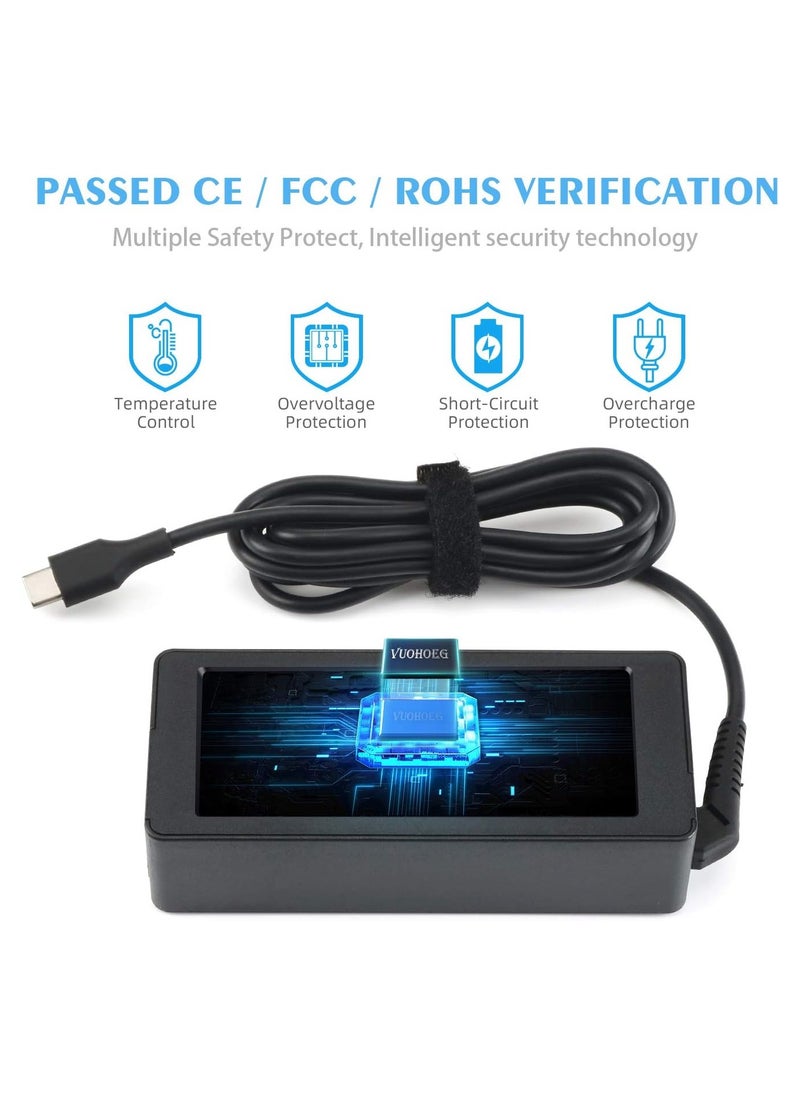 ARNOTEC - Charger USB-C 65W for Lenovo Dell Samsung HP Chromebook Type C USB-C Series Laptop AC adapter - Image 1