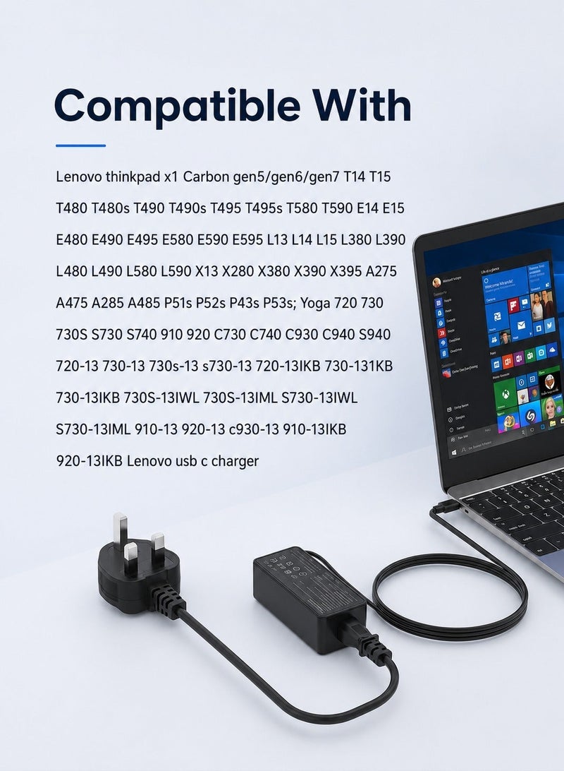 ARNOTEC 65W USB Type-C Power Adapter for Lenovo, Dell, Samsung, HP Chromebooks & USB-C Laptops, AC Charger with Overcurrent and Overvoltage Protection - Image 4