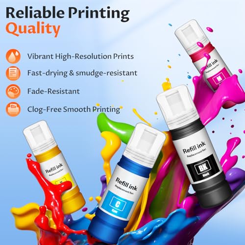 QIOCKTO Compatible for EPT522 Ink Refill Bottles Replacement for ET-2800 ET-2400 ET-4800 ET-2803 EPT522 Ink Refill for Eco tank ET2800 ET2400 ET4800 ET2803 ET-2720 ET-4700 ET-4810 ET-2840 Printer, 5 Pack - Image 5